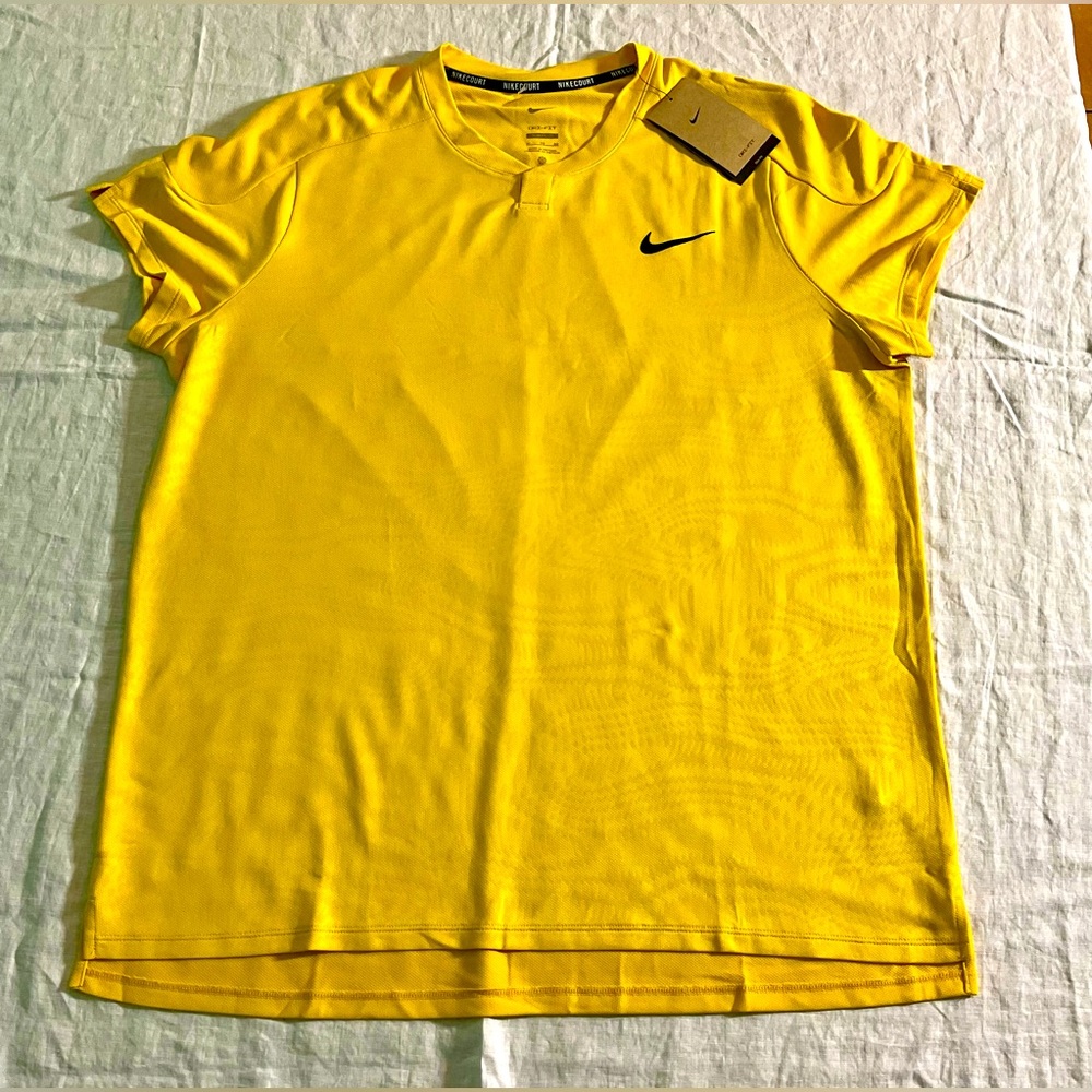 Nike Shirt Tennis Court SLAM Yellow FD5261-437 Mens‎ Size XL